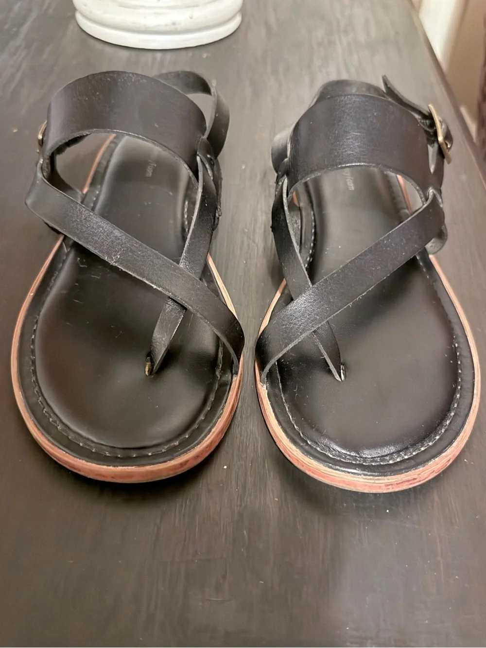 Time and Tru Black Strappy Slingback Sandals